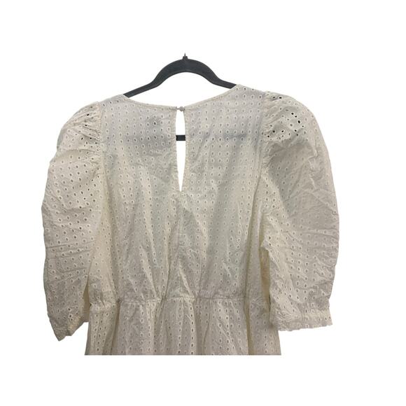 A New Day White Eyelet Summer Dress Tiered Puff Sleeve XL Fairy Romantic Wedding - Picture 7 of 11